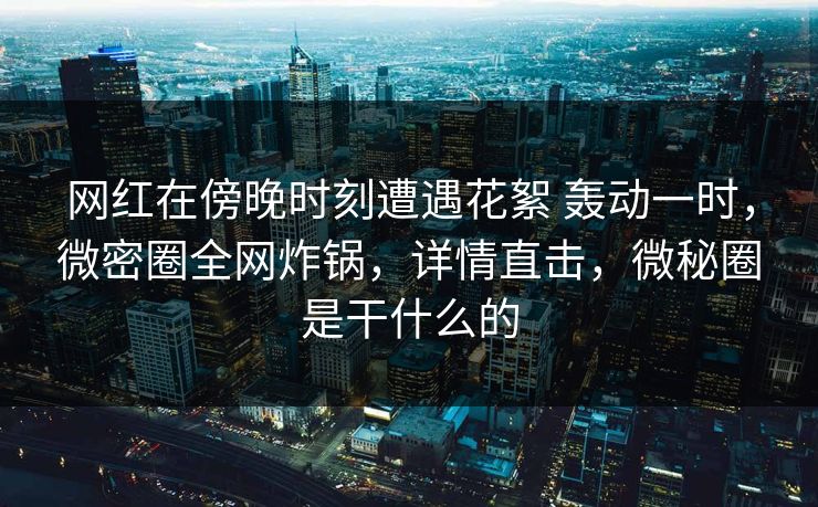 网红在傍晚时刻遭遇花絮 轰动一时,微密圈全网炸锅,详情直击,微秘圈是干什么的
