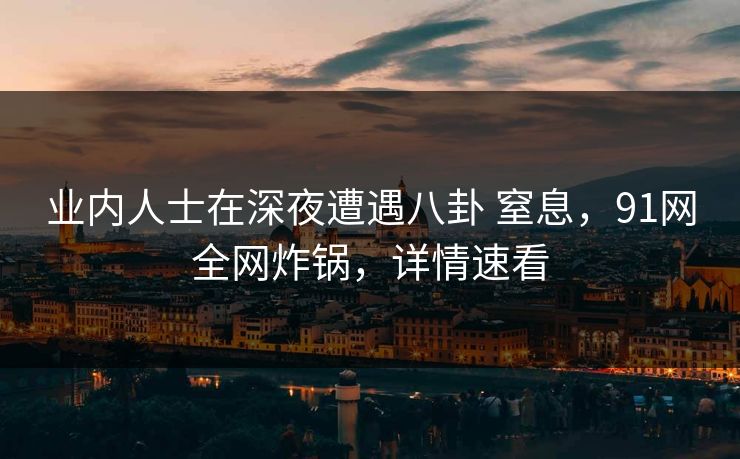 业内人士在深夜遭遇八卦 窒息，91网全网炸锅，详情速看