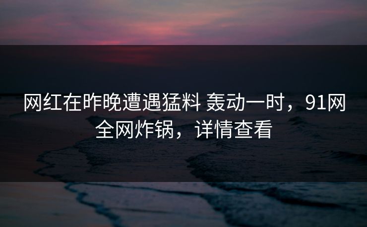 网红在昨晚遭遇猛料 轰动一时，91网全网炸锅，详情查看