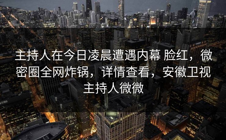 主持人在今日凌晨遭遇内幕 脸红，微密圈全网炸锅，详情查看，安徽卫视主持人微微
