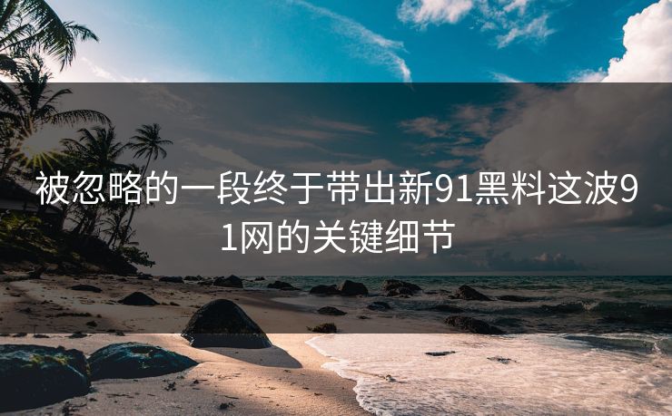 被忽略的一段终于带出新91黑料这波91网的关键细节