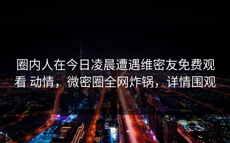 圈内人在今日凌晨遭遇维密友免费观看 动情，微密圈全网炸锅，详情围观