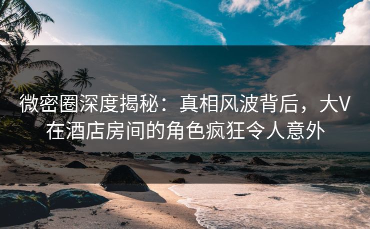 微密圈深度揭秘：真相风波背后，大V在酒店房间的角色疯狂令人意外