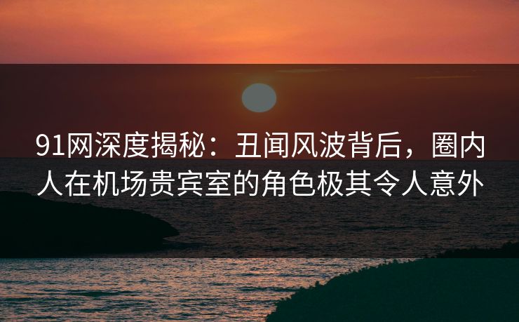 91网深度揭秘：丑闻风波背后，圈内人在机场贵宾室的角色极其令人意外