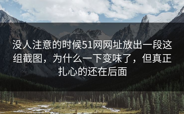 没人注意的时候51网网址放出一段这组截图，为什么一下变味了，但真正扎心的还在后面