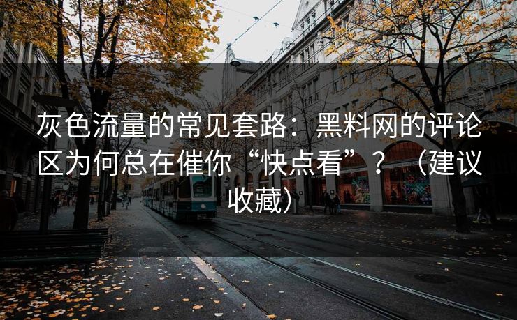 灰色流量的常见套路：黑料网的评论区为何总在催你“快点看”？（建议收藏）